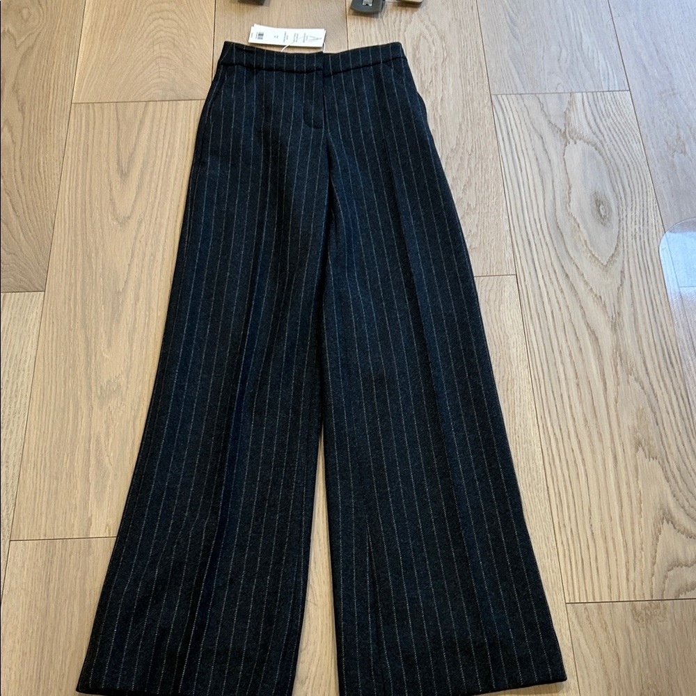 Veronica Beard Grey Pinstripe Wide Leg Pants